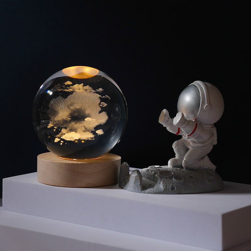 Cosmos Series Lysende Krystalkugle Natlampe Desktop Ornament